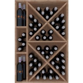 Meuble Range Bouteille de vin Série Godello en Chêne massif 60 bouteilles avec diamant et 3 cubicules gauche