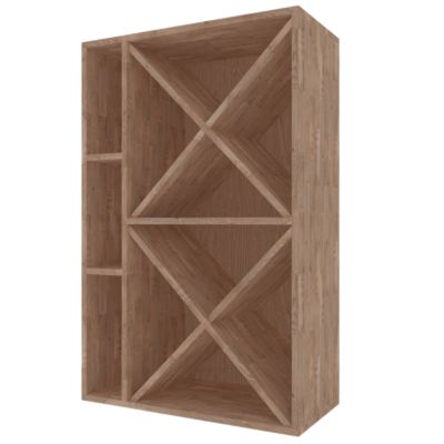 Meuble Range Bouteille de vin Série Godello en Chêne massif 60 bouteilles avec diamant et 3 cubicules gauche