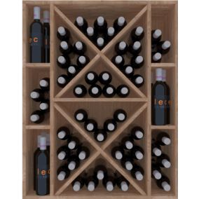 Meuble Range Bouteille de vin Série Godello en Chêne massif 75 bouteilles avec diamant et 6 cubicules