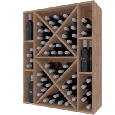 Meuble Range Bouteille de vin Série Godello en Chêne massif 75 bouteilles avec diamant et 6 cubicules