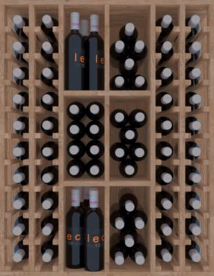 Meuble Range Bouteille de vin Série Godello en Chêne massif 76 bouteilles colonnes et cubicules