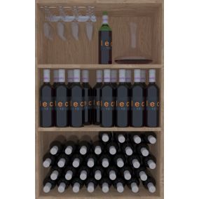 Meuble Range Bouteille de vin Série Godello en Chêne massif armoire 2 tablettes