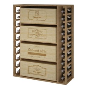 Meuble Range Bouteille de vin Série Godello en Pin Clair 10 bouteilles et 4 grandes caisses de bois