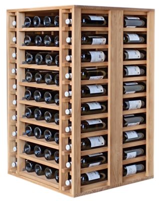 Meuble Range Bouteille de vin Série Godello en Pin Clair 112 bouteilles double profondeur avec 4 tablettes coulissantes