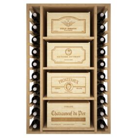 Meuble Range Bouteille de vin Série Godello en Pin Clair 20 bouteilles avec 4 boites de bois