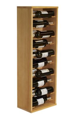 Meuble Range Bouteille de vin Série Godello en Pin Clair 20 bouteilles étiquettes devant