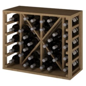 Meuble Range Bouteille de vin Série Godello en Pin Clair 34 bouteilles diamant