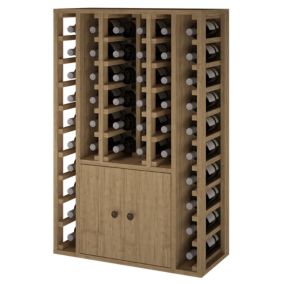 Meuble Range Bouteille de vin Série Godello en Pin Clair 44 bouteilles avec cabinet inférieur