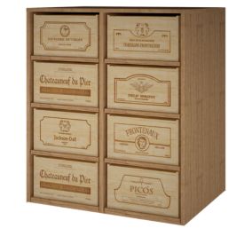 Meuble Range Bouteille de vin Série Godello en Pin Clair 8 caisses de bois