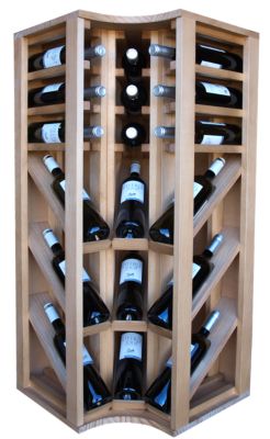 Meuble Range Bouteille de vin Série Godello en Pin Clair coin 18 bouteilles triple présentoir