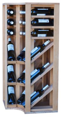 Meuble Range Bouteille de vin Série Godello en Pin Clair coin 18 bouteilles triple présentoir