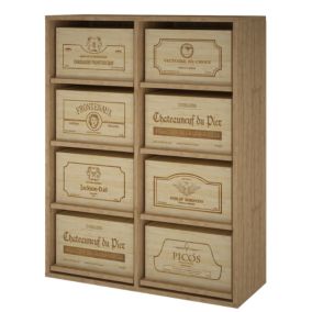 Meuble Range Bouteille de vin Série Godello en Pin Clair pour 8 boites de bois