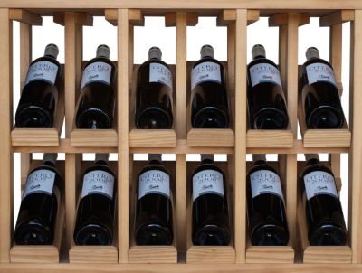 Meuble Range Bouteille de vin Série Godello en Pin Clair présentoir 6 bouteilles avec LED