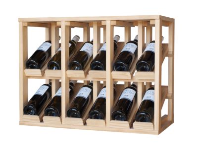 Meuble Range Bouteille de vin Série Godello en Pin Clair présentoir 6 bouteilles avec LED