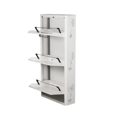 Meuble Range Chaussures avec Serrure de Verrouillage en Métal  Capacité 6 Paires Blanc LPP 112