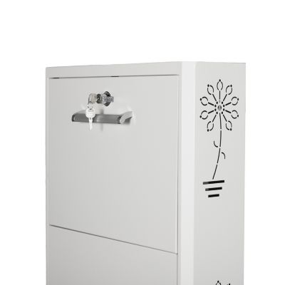 Meuble Range Chaussures avec Serrure de Verrouillage en Métal  Capacité 6 Paires Blanc LPP 112