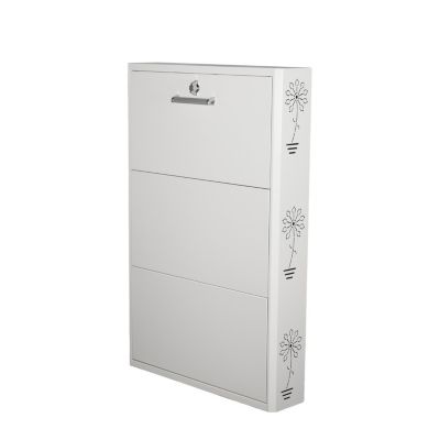 Meuble Range Chaussures avec Serrure de Verrouillage en Métal  Capacité 9 Paires Blanc  LPP 115