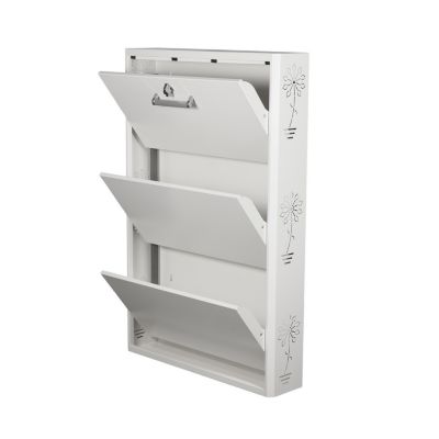 Meuble Range Chaussures avec Serrure de Verrouillage en Métal  Capacité 9 Paires Blanc  LPP 115