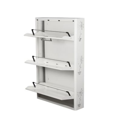 Meuble Range Chaussures avec Serrure de Verrouillage en Métal  Capacité 9 Paires Blanc  LPP 115