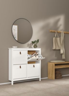 Meuble rangement chaussures 2 niveaux l. 102,6 x H. 102,9 x P. 24,6 cm Tvilum Madrid