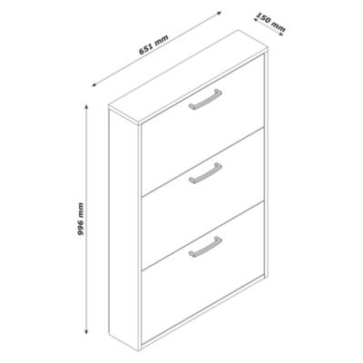 Meuble rangement chaussures 3 niveaux blanc L.65 x H.99,6 x P. 15 cm