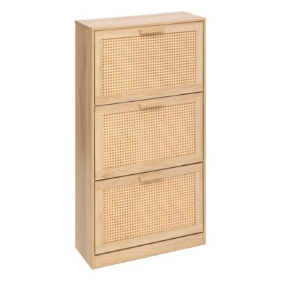 Meuble rangement chaussures 3 niveaux effet cannage l. 60 x H. 113 x P. 24 cm 5five Simply Smart