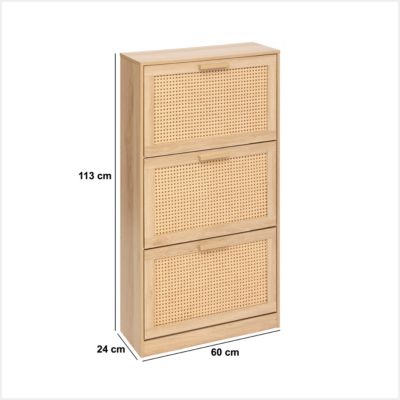 Meuble rangement chaussures 3 niveaux effet cannage l. 60 x H. 113 x P. 24 cm 5five Simply Smart