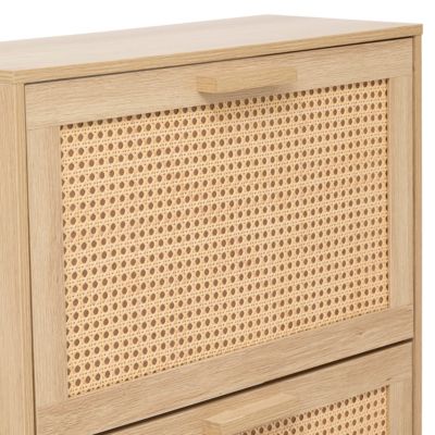 Meuble rangement chaussures 3 niveaux effet cannage l. 60 x H. 113 x P. 24 cm 5five Simply Smart