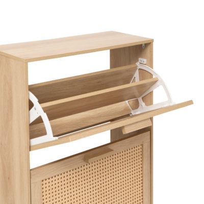 Meuble rangement chaussures 3 niveaux effet cannage l. 60 x H. 113 x P. 24 cm 5five Simply Smart