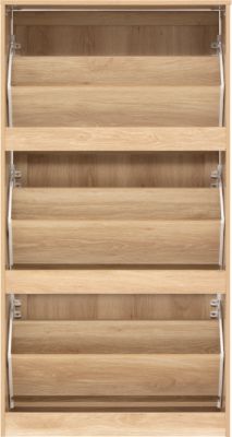 Meuble rangement chaussures 3 niveaux effet cannage l. 60 x H. 113 x P. 24 cm 5five Simply Smart