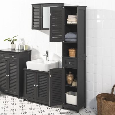 Meuble Rangement Salle de Bain Armoire Haute Meuble Colonne, FRG236-DG, SoBuy