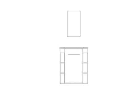 Meuble rectangle tout en un compact H.84 x l.44 cm, blanc mat, porte décor bois, Nova