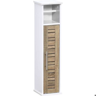 Meuble Reserve Et Dérouleur Papier WC 1 Porte Chêne vieilli + 1 Etagère Intérieure - Stockholm