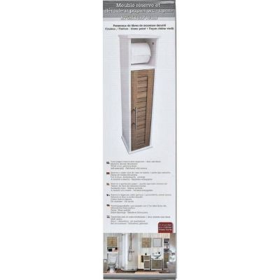Meuble Reserve Et Dérouleur Papier WC 1 Porte Chêne vieilli + 1 Etagère Intérieure - Stockholm