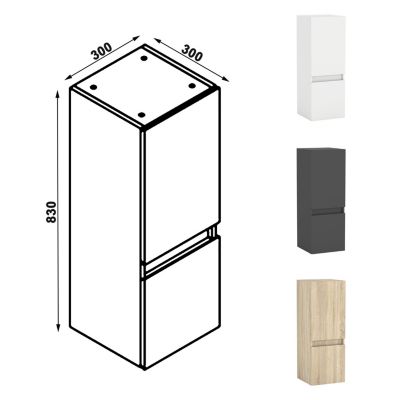 Meuble Salle de Bain 120cm Anthracite avec colonne et vasque ceramique