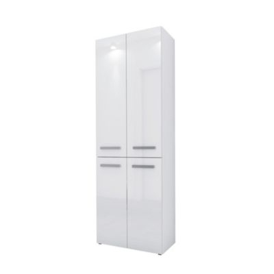Meuble salle de bain, 174 x 30 x 60 cm, blanc mat, blanc brillant