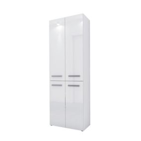Meuble salle de bain, 174 x 30 x 60 cm, blanc mat, blanc brillant