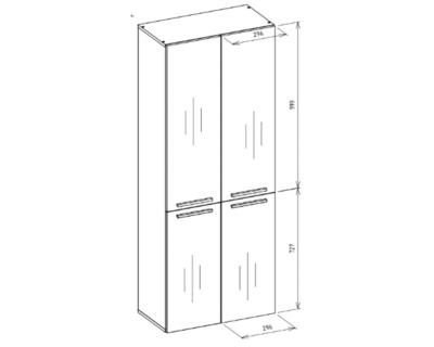 Meuble salle de bain, 174 x 30 x 60 cm, blanc mat, blanc brillant