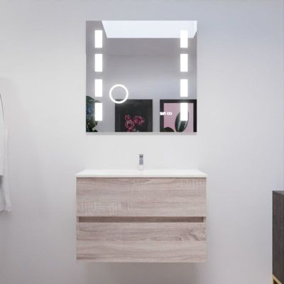 Meuble salle de bain 80 cm ROSALY avec plan vasque et miroir Excellence- Bois- Plan vasque en Céramique