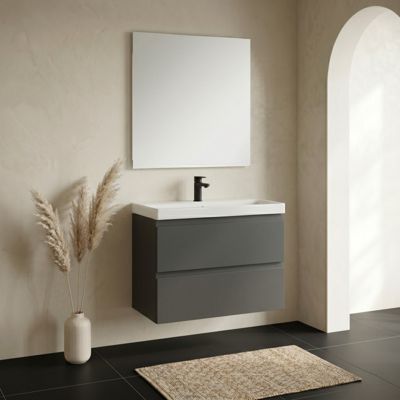 Meuble salle de bain-80x37.5cm-Gain de place -Gris anthracite Mat-Moduo Slim