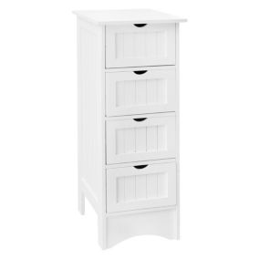 Meuble salle de bain armoire toilette sur pied 4 tiroirs en MDF blanc 30x81x30cm