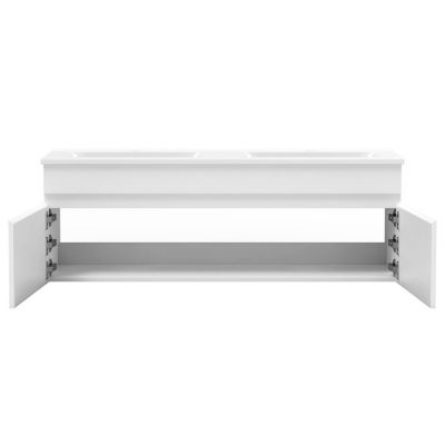 Meuble Salle de Bain avec colonne et vasque ceramique 120cm Blanc