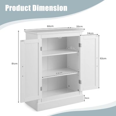 Meuble Salle de Bain avec Portes étagères Armoire de Rangement avec Dispositif AntiBasculement blanc