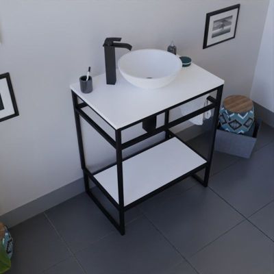 Meuble salle de bain avec vasque à poser STRUCTURA 70 cm- Blanc