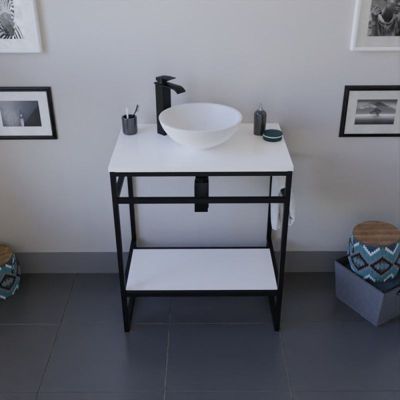 Meuble salle de bain avec vasque à poser STRUCTURA 70 cm- Blanc