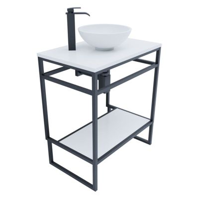 Meuble salle de bain avec vasque à poser STRUCTURA 70 cm- Blanc