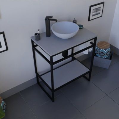 Meuble salle de bain avec vasque à poser STRUCTURA 70 cm- Gris
