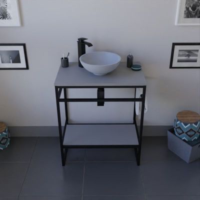 Meuble salle de bain avec vasque à poser STRUCTURA 70 cm- Gris