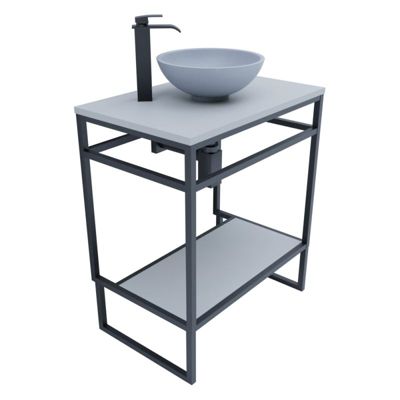 Meuble salle de bain avec vasque à poser STRUCTURA 70 cm- Gris