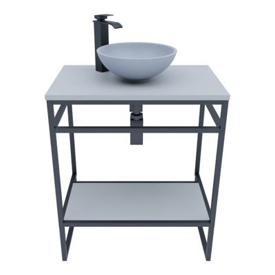 Meuble salle de bain avec vasque à poser STRUCTURA 70 cm- Gris
